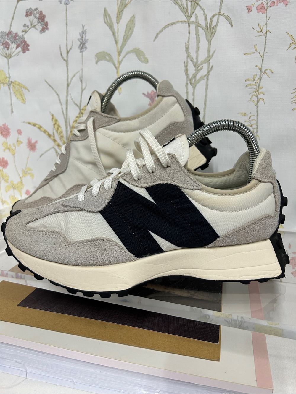 New Balance Women’s 327 Cream & Black Retro Runner Sneaker